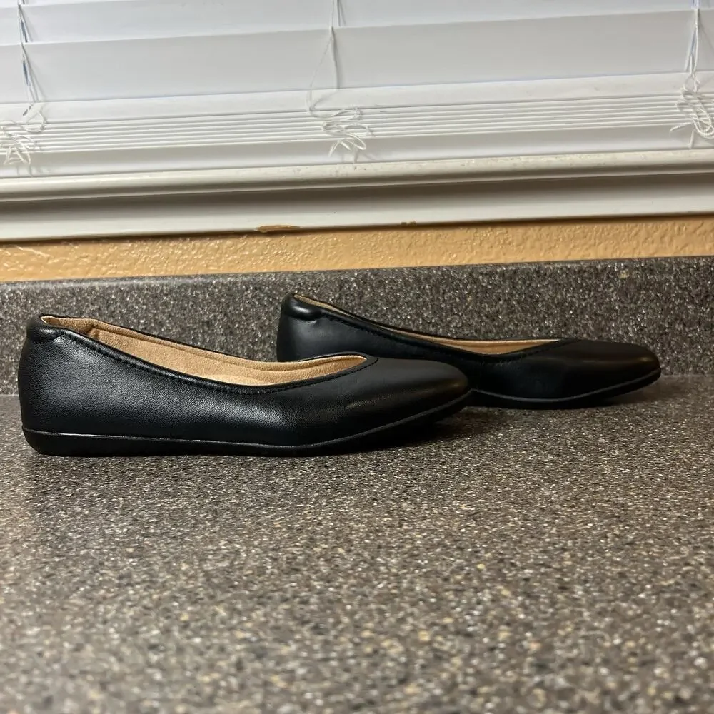 Naturalizer Womens Sz 10 W Comfort Casual Black Leather Slip On Loafer Flats New